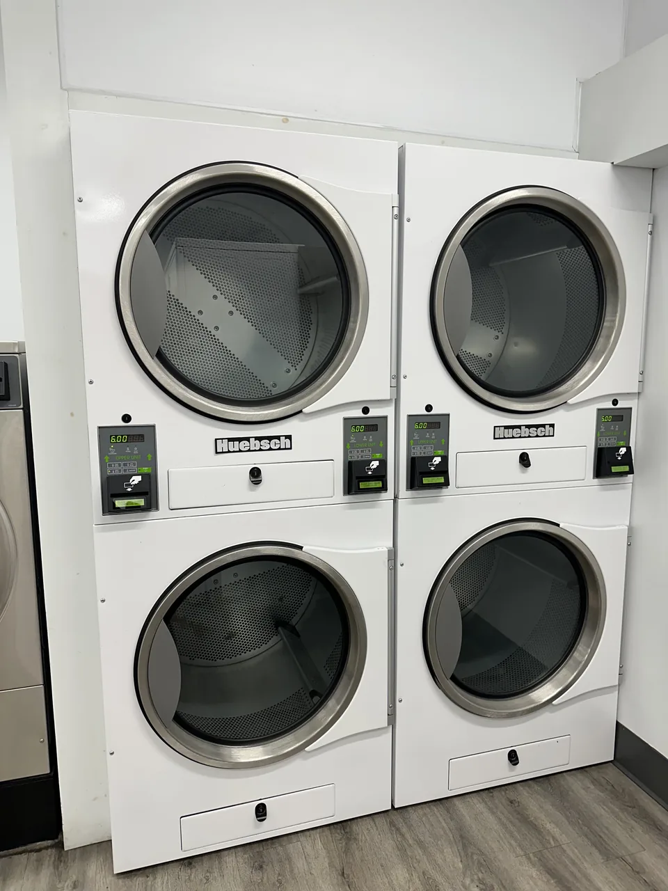 Industrial stack dryers at Spin-It Laundromat