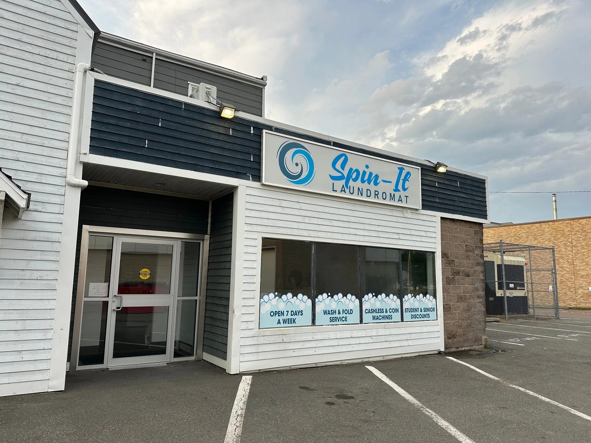Spin-It Laundromat storefront on Prince Street, Truro