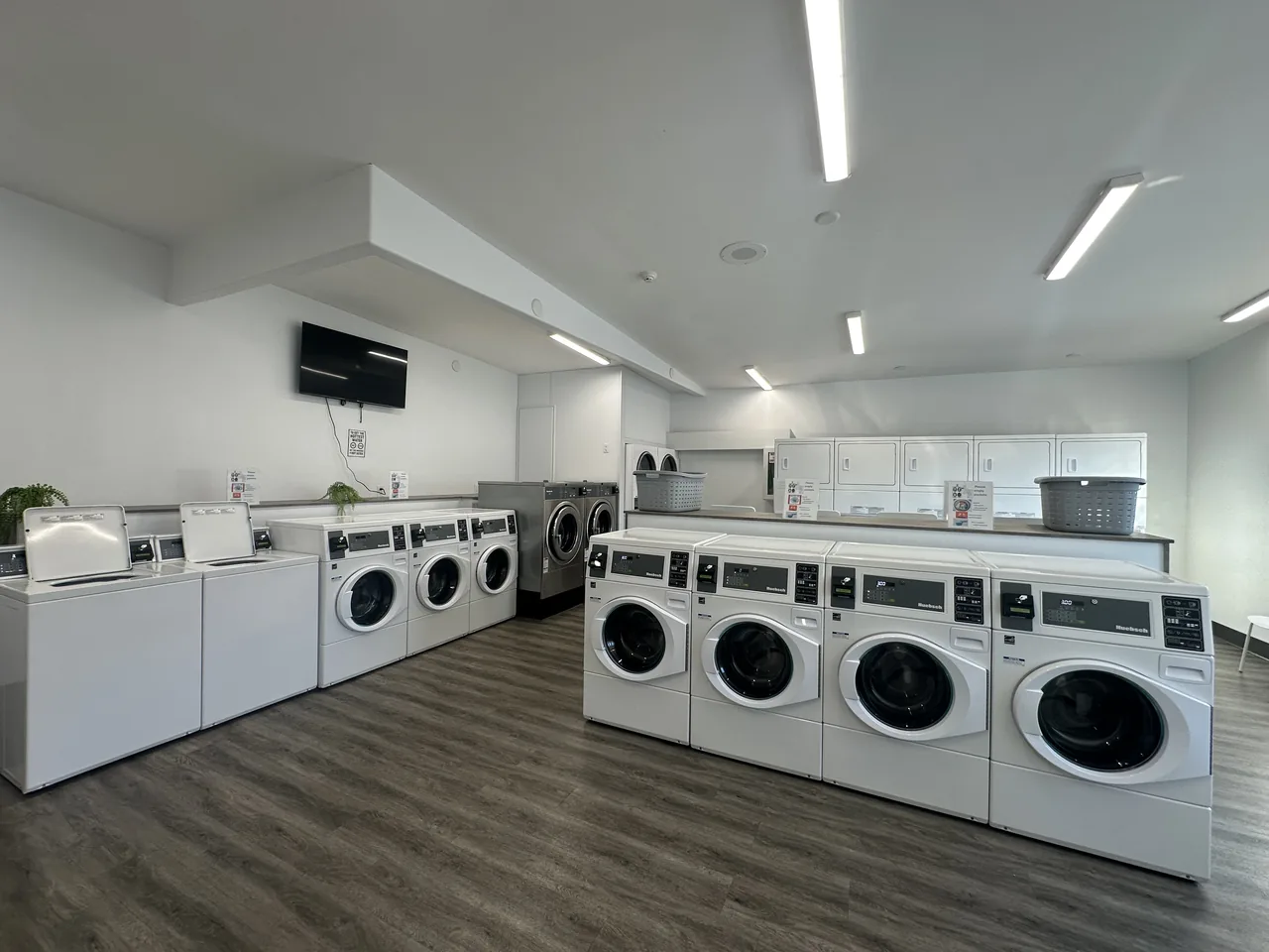 Bright interior of Spin-It Laundromat in Truro, Nova Scotia